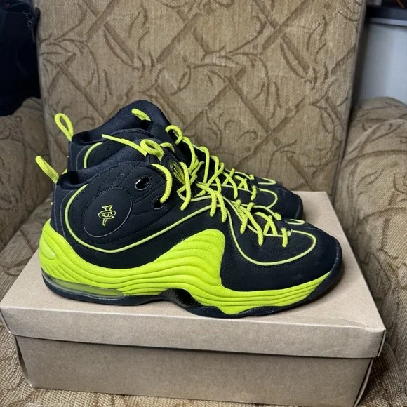 Size 10.5 - Nike Air Penny 2 II LE Cyber Volt Neon Green Black 2012‎ 535600-003